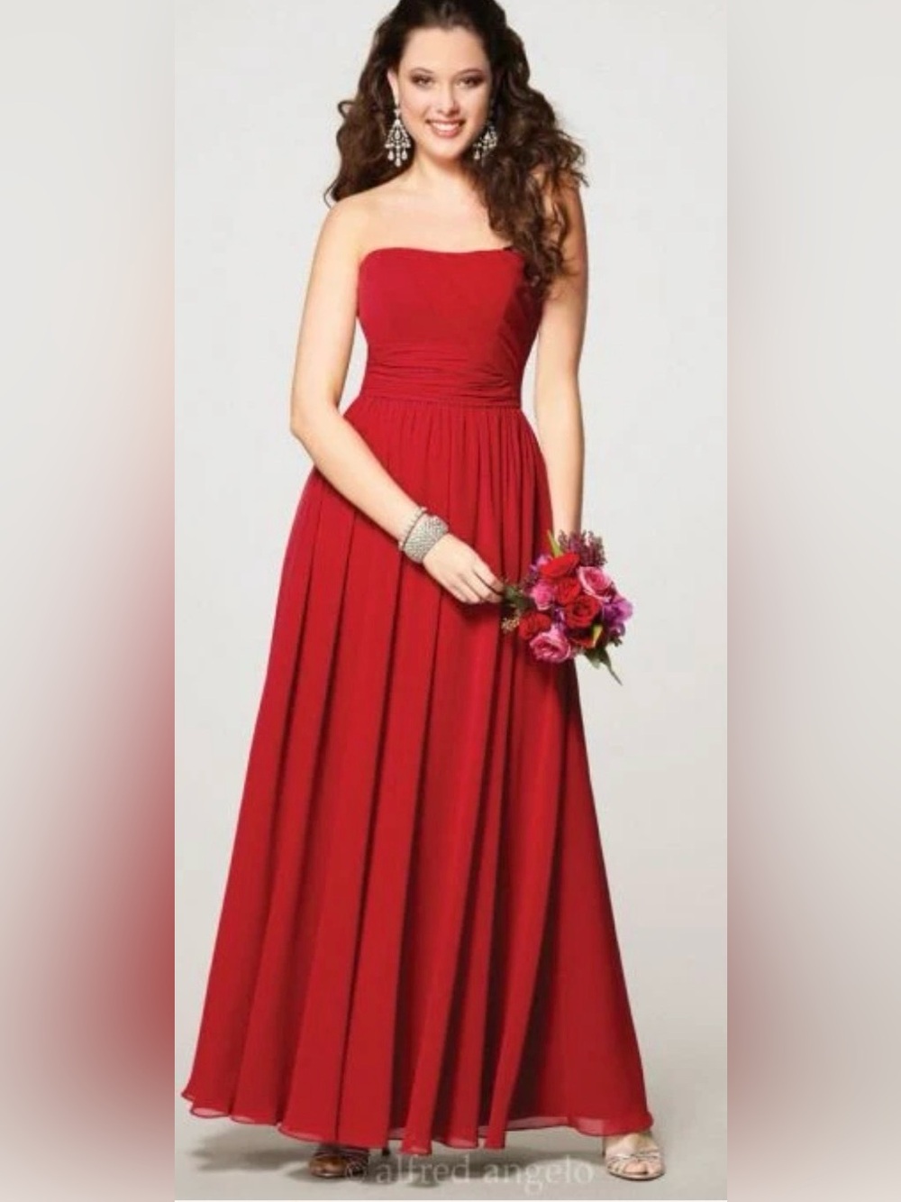 Alfred Angelo  red strapless long formal dress size 8